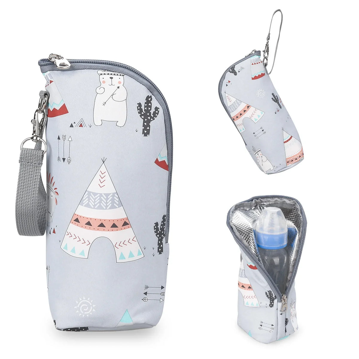 Baby Bottle Warmer Bag Portable Infant Feeding Bottle Aluminum Foil Insulation Outing Stroller Hanging Bag for Storage Cups