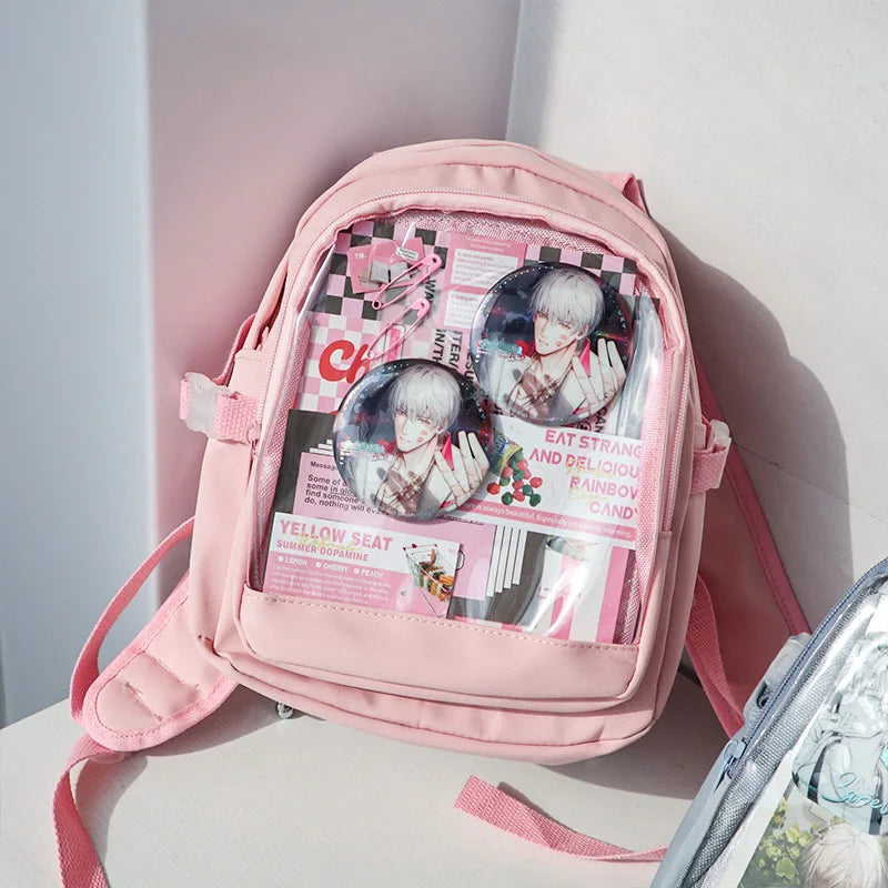 Y2K Nette Mini Rucksack Frauen Kawaii Ita Tasche Süße Mädchen Transparent Rucksack DIY Persönlichkeit Display Rucksack Lolita Schulter Tasche