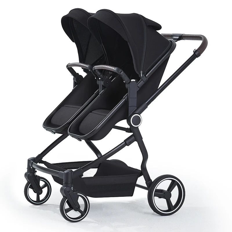 Integrierter Hochansicht-Kinderwagen für zwei Babys, kann sitzen oder liegen, ultraleichter, tragbarer, faltbarer Outdoor-Reisewagen