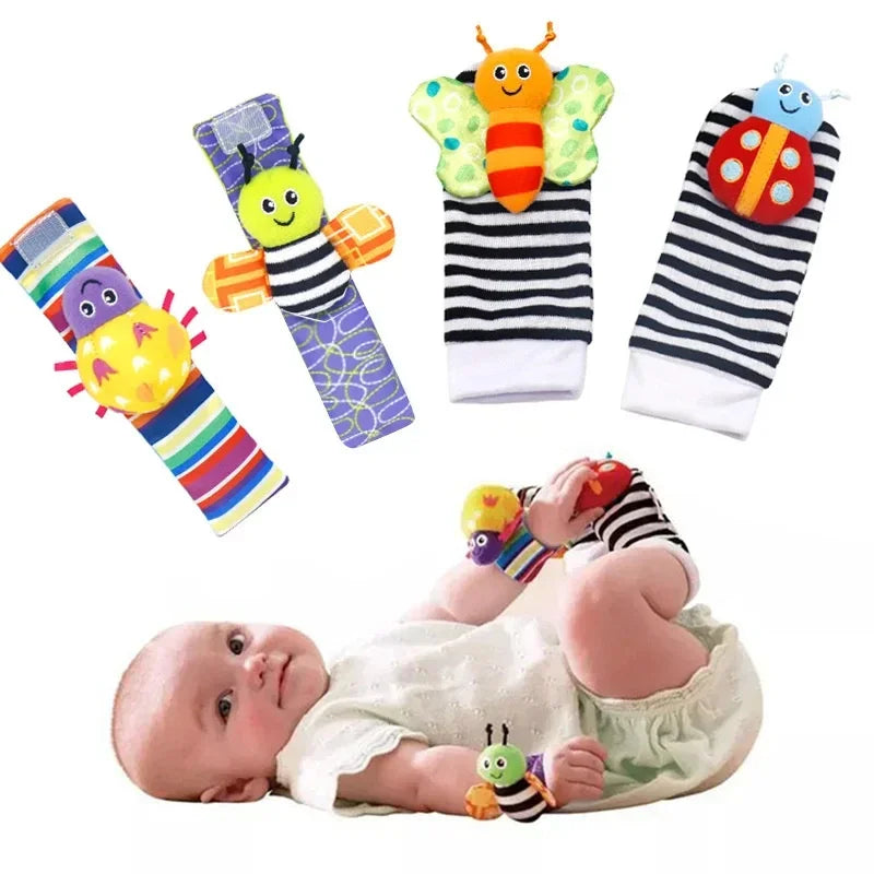 4 teile/satz Baby, Kleinkind Handgelenk Rassel Socken Spielzeug 0-12 Monate Mädchen Junge Frühe Pädagogische Entwicklung Nette Kleinkinder sensorische Geschenke