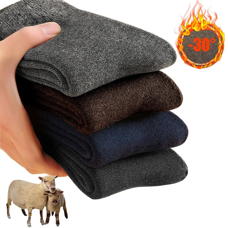 2026 Neue Winter-Supersocken, extra dick und warm, Wollsocken für Männer und Frauen, einfarbige Socken, Merinowollsocken gegen Kälte und Schnee, Frottee-Socken