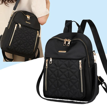 Eleganter Damenrucksack mit geprägtem Muster, gepolsterter Riemen, diebstahlsicherer Rucksack, geeignet für Schule und kurze Reisen