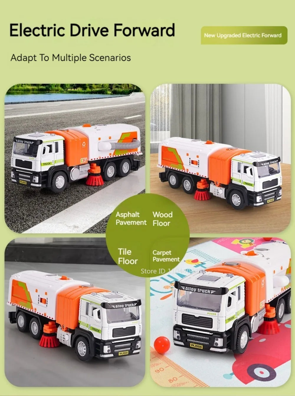 1:50 Elektrische Kehrmaschine Legierung Bewässerung Lkw Diecast Modell Miniatur Spielzeug Auto Türen Geöffnet Sound Licht Fahrzeuge für Kinder Geschenke