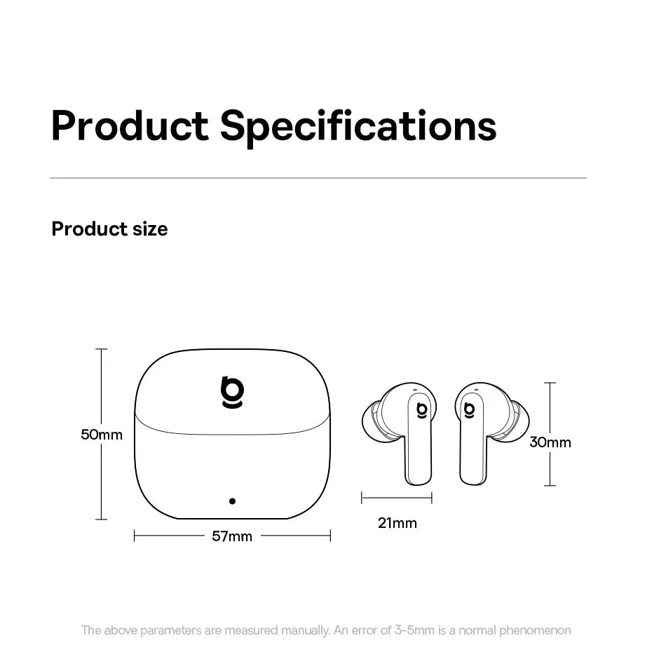 Baseus Bass EP10 Ultra Kabellose Kopfhörer -55dB Geräuschunterdrückung 65 Std. Lange Spielzeit Bluetooth 6.0 Ohrhörer 6 Mikrofone KI-Anruf-Klarsprechfunktion