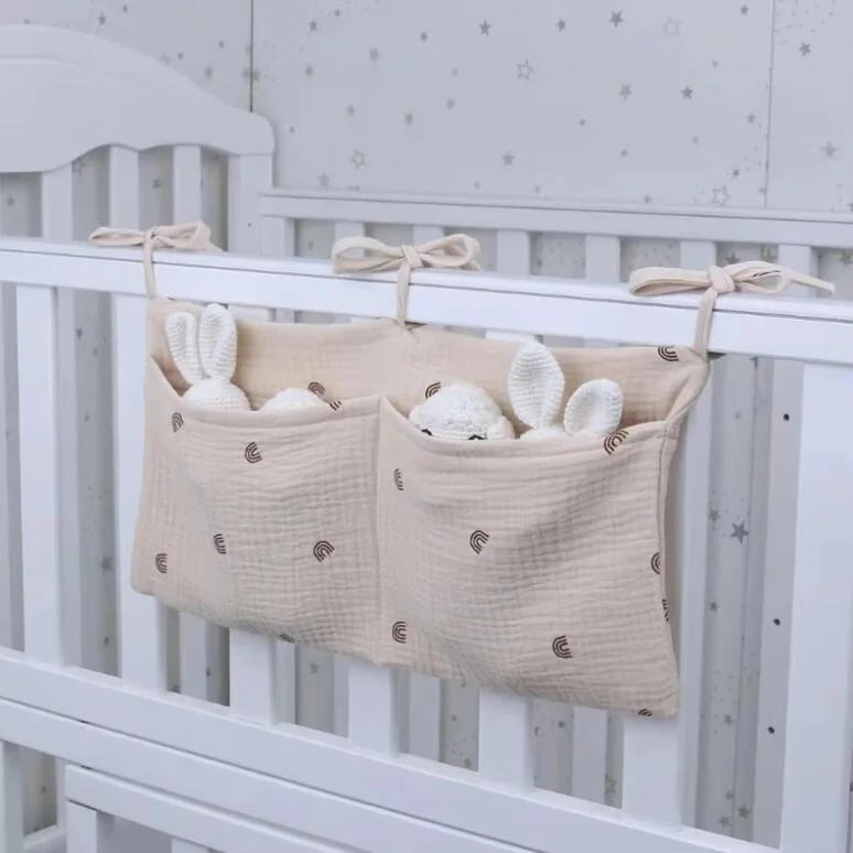 Babybett-Organizer, Kinderbett, Caddy, Bett, Aufbewahrungstasche, 2 Taschen, Nachttisch, hängende Windel, Kinderzimmer, Spielzeug, Tasche, Windeln, Kinderwagen, Organisieren