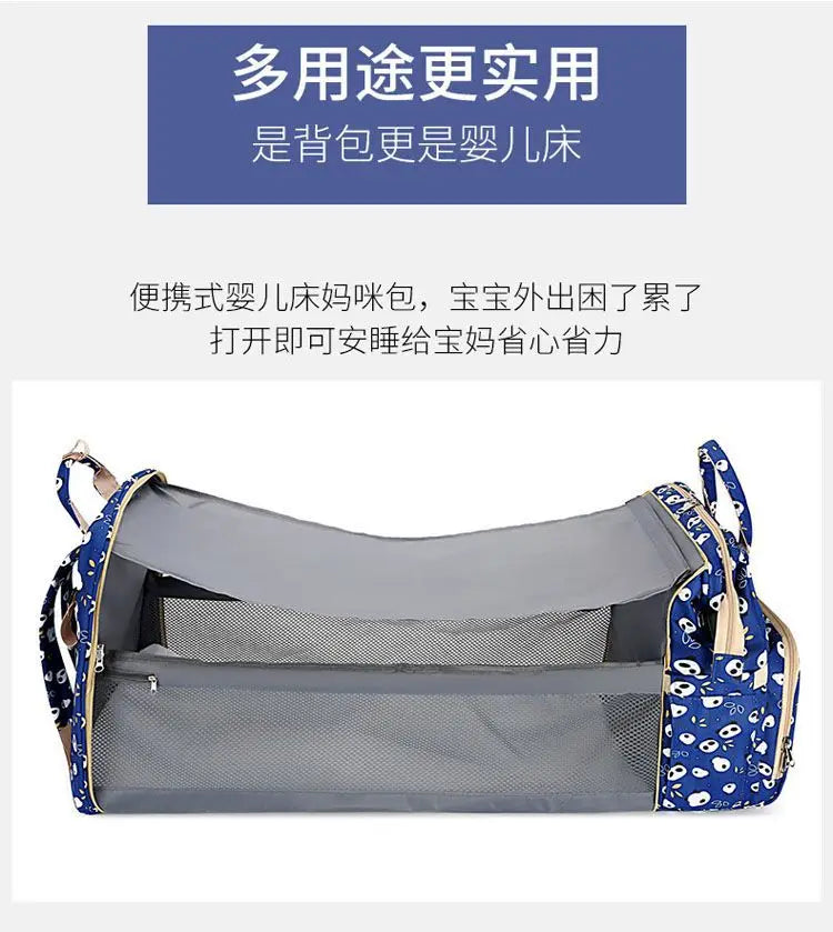 Mama Wickeltaschen Babybett Mutter Große Kapazität Windel Milchflasche Rucksäcke mit Wickelunterlage Praktische Baby-Stilltaschen Geschenk