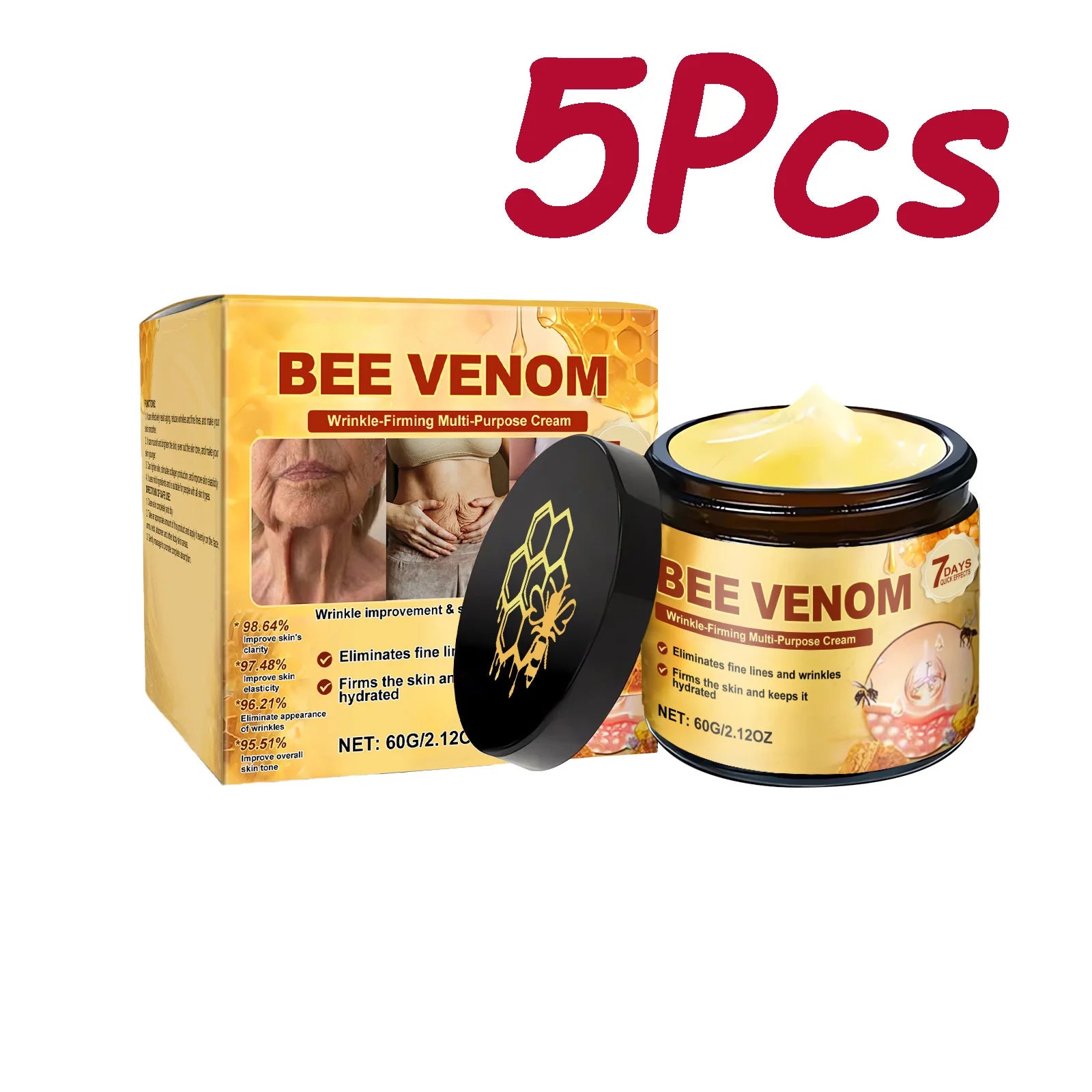 Bee Venom Straffende Creme für schlaffe Haut, Lifting, Straffung, Anti-Falten, Verblassen feiner Linien, feuchtigkeitsspendende Multi-Action-Körpercreme