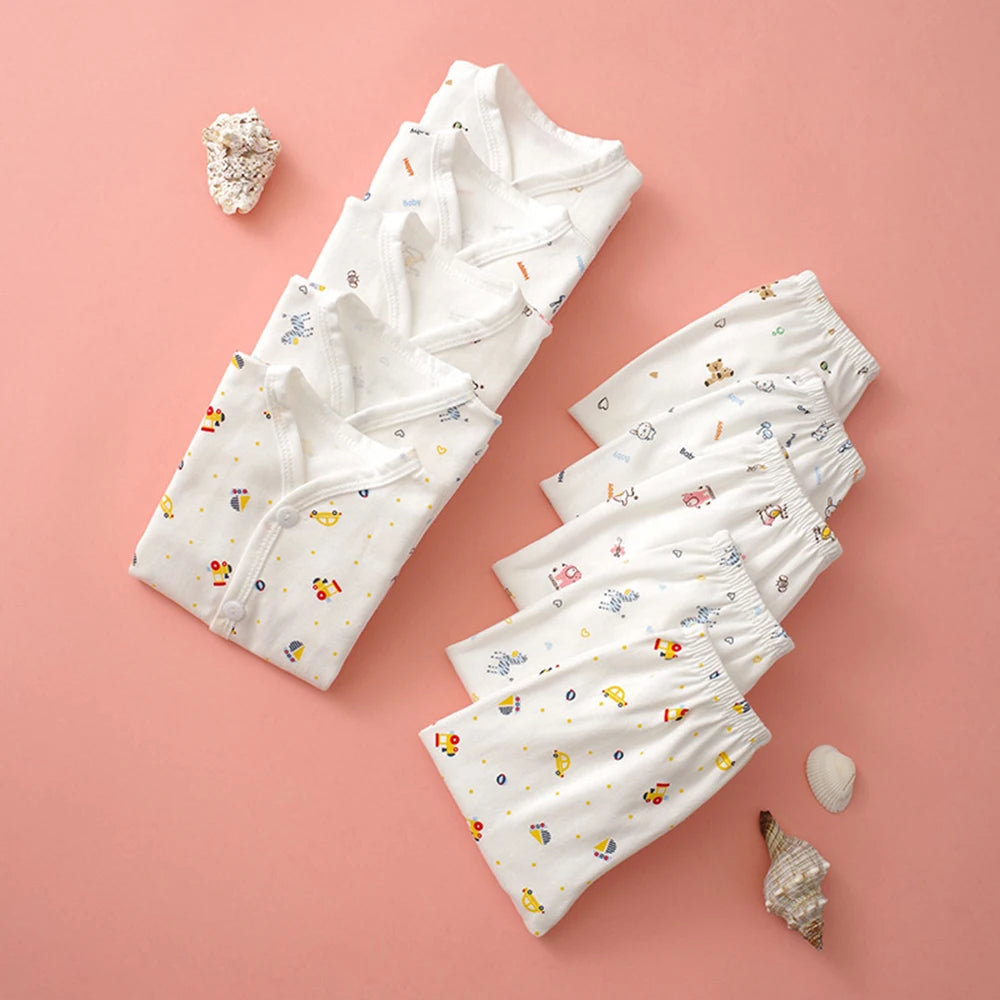 0-3 Monate Baby Kleidung Neugeborenen Cartoon Hause Unterwäsche Baumwolle Taste Baby Kleidung Mädchen Jungen Langarm Top + lange Hosen