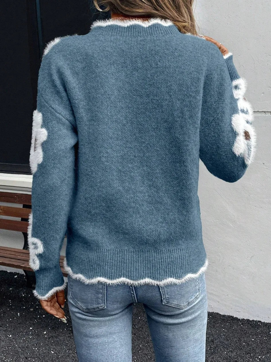Frauen Invierno Herbst Modus Neue Herbst Pullover V-ausschnitt Jacquard Lange ärmeln Vielseitig Gestrickte Pullover Pullover Maglione Da Donna