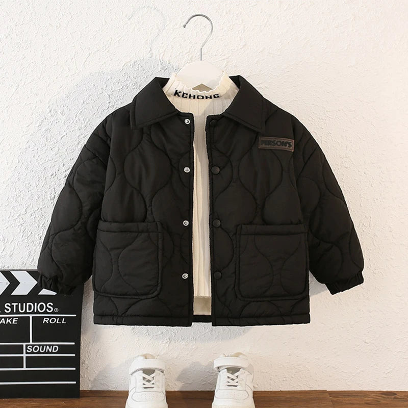 Herbst Kinder Baumwolle Jacke Winter Jungen Einfarbig Dicke Plus Samt Warme Mantel Für 3-10 Jahre Teen Kinder oberbekleidung Kleidung ﻿