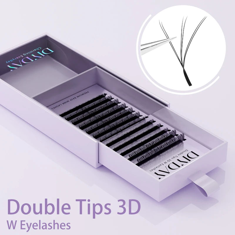 DIYDAY W-Form Wimpernverlängerung 3D 4D 5D 6D 7D 8D W Wimpern Natürliche weiche vorgefertigte Fächerblüteffekt-Augenwimpern für Schönheits-Make-up