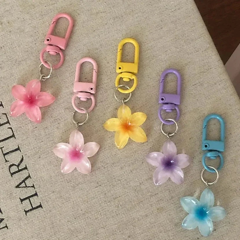 Transparenter Y2K-Schlüsselanhänger mit Blumenmuster, niedlicher ästhetischer Mehrzweck-Schlüsselhalter, Tasche, Kopfhörerhülle, Charm-Zubehör für Frauen und Mädchen