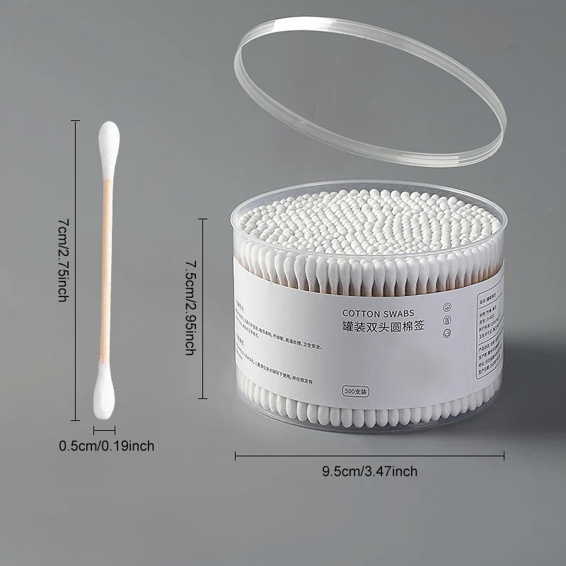 1500/500 stücke Runde Headed Baumwolle Tupfer Doppel Headed Frauen Make-Up Baumwolle Knospen für Holz Sticks Nase Ohren Reinigung gesundheit Pflege Werkzeug