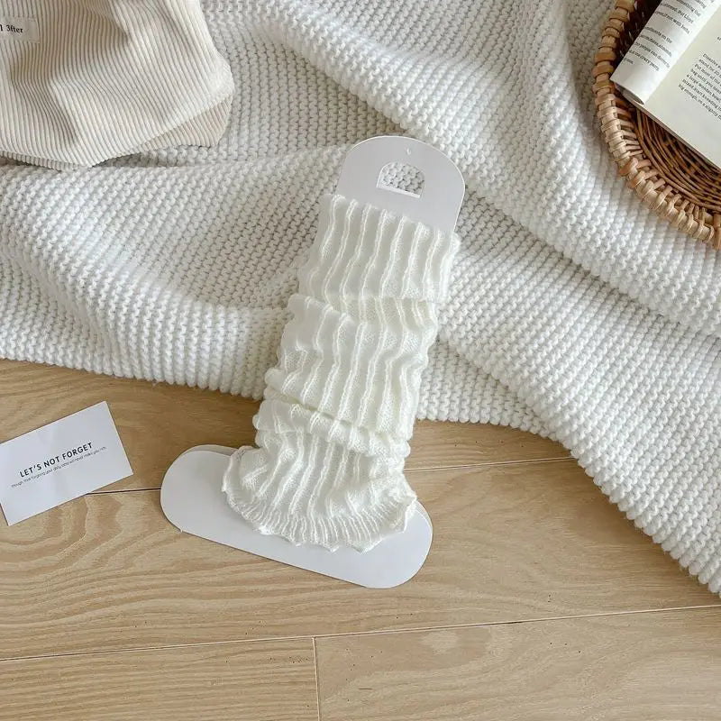 Herbst Winter Damen Beinwärmer Schwarz Weiß Gestrickte Fußabdeckung Lange Socken JK Japanische Mode Lolita Süße Mädchen Beinwärmer Neu