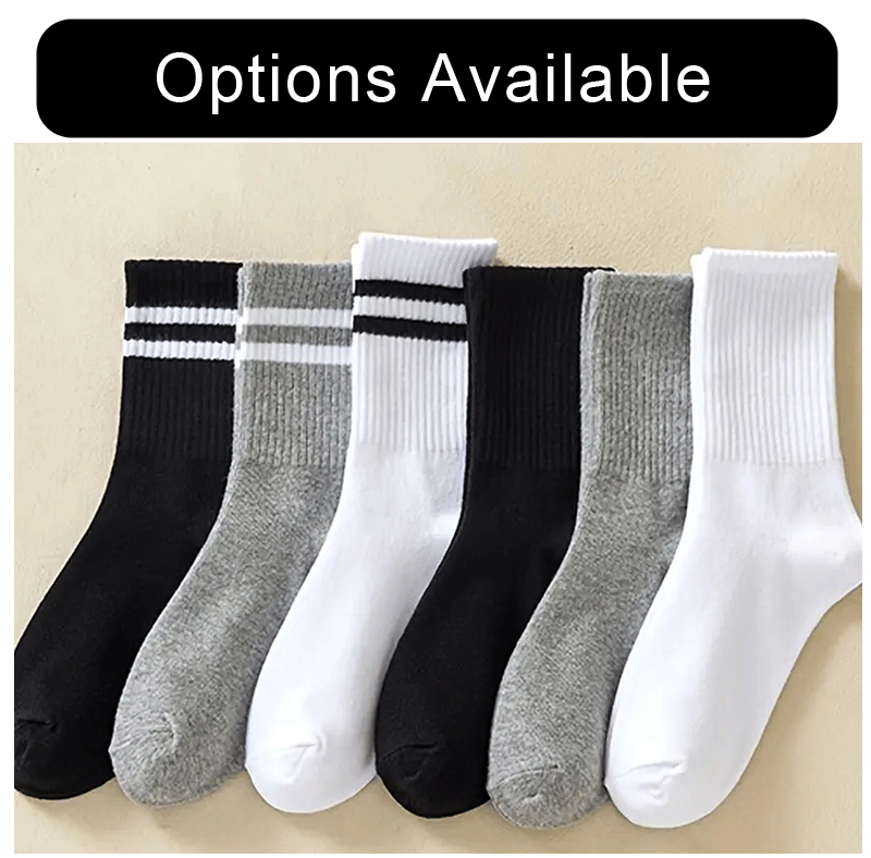 3/6 Paar Damen-Mid-Tube-Socken, einfarbig, Herbst und Winter, atmungsaktiv, bequem, Sport, schweißabsorbierend, Herren- und Damensocken