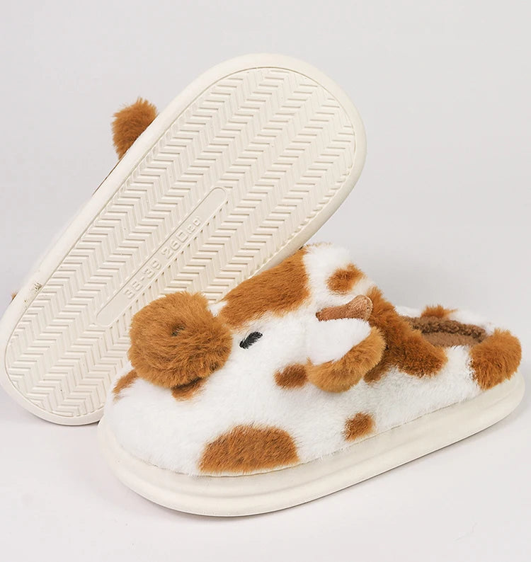 Cute Cow Plush Slippers