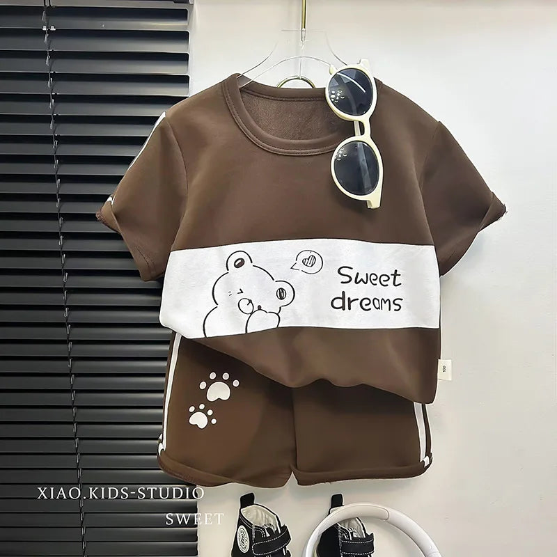 Kinder Sets mutter Kinder Kleidung Jungen Mädchen T-shirt Shorts 2PCS kurzarm Baby Kinder Kleidung Kleinkind Anzug Anzug gestreift