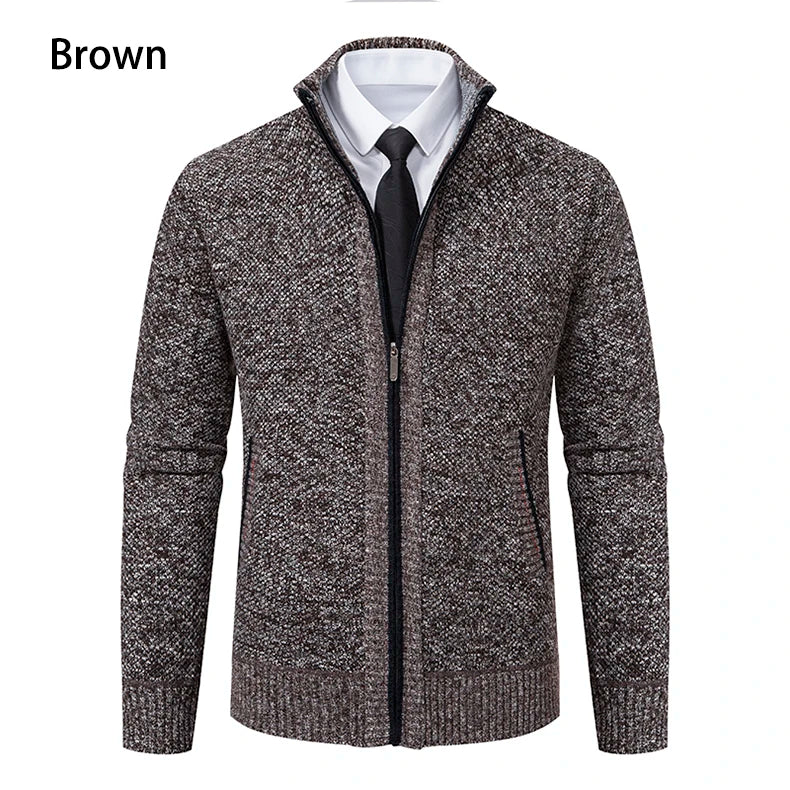 Herbst Und Winter New Jersey männer Casual Sport Mantel Einfarbig Stehkragen Wullover Greifen Fleece Warm Zipper Strickjacke
