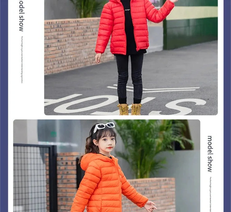 Herbst Winter Teen Jungen Mädchen wärmen Daunen jacke Kinder Baumwolle Oberbekleidung neue Mode Kapuze Reiß verschluss Mäntel 3-12 Jahre Kinder kleidung