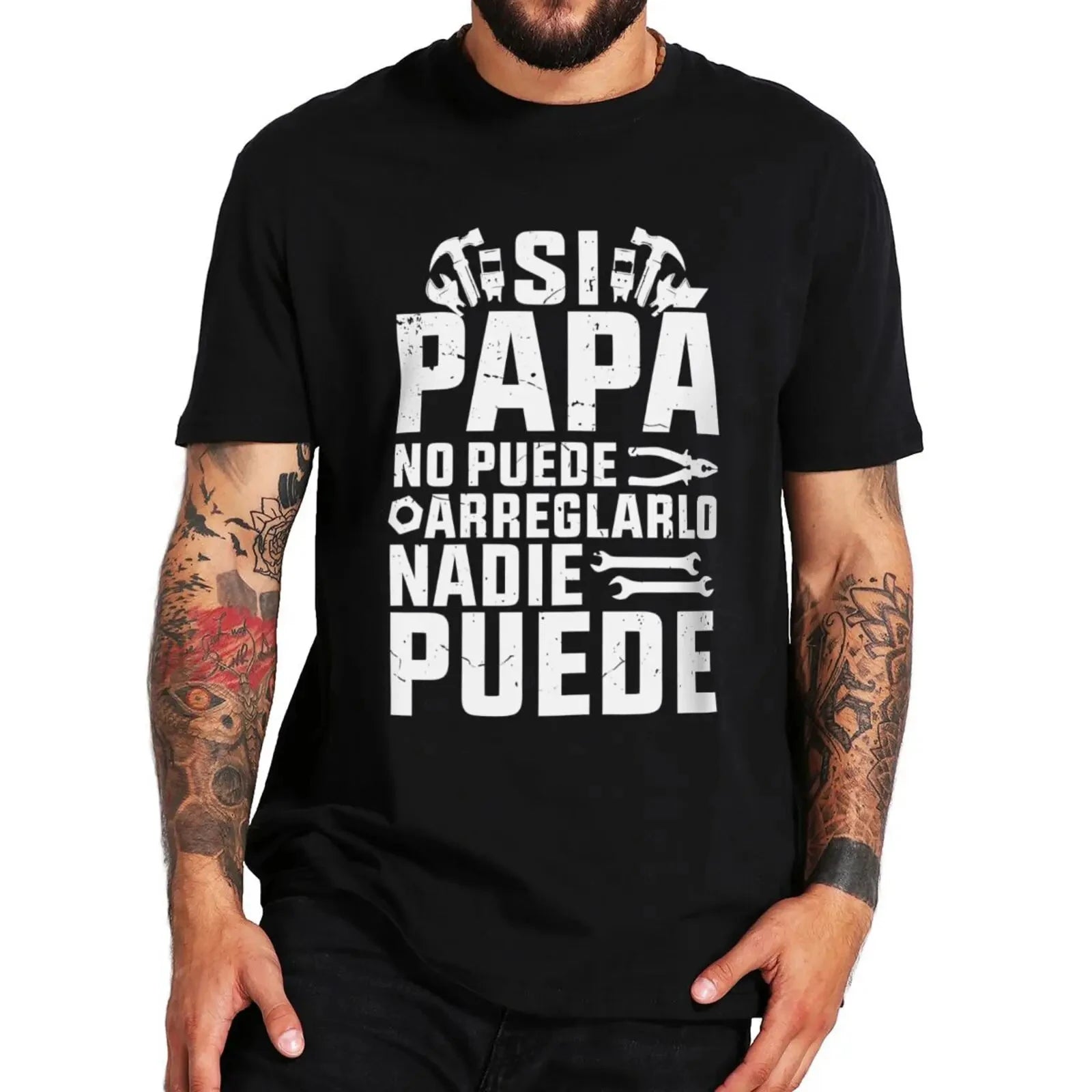 Wenn Papa es nicht reparieren kann, sind wir geschraubt T-Shirt Retro Spanisch Vater Papa Geschenk Männer Kleidung Unisex Baumwolle lässig EU-Größe T-Shirt