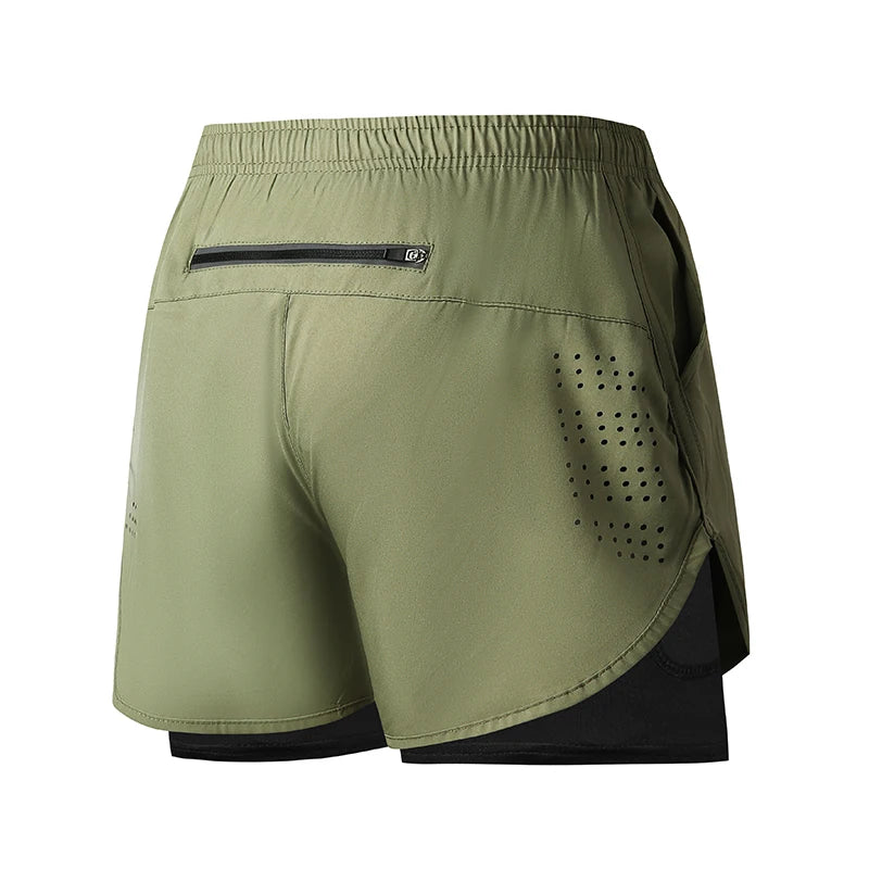 Männer Laufshorts Schnell trocknend Fitness Schwarz Doppel Schicht Shorts Männer Neue Sport Workout Training Bodybuilding Kurze Hosen