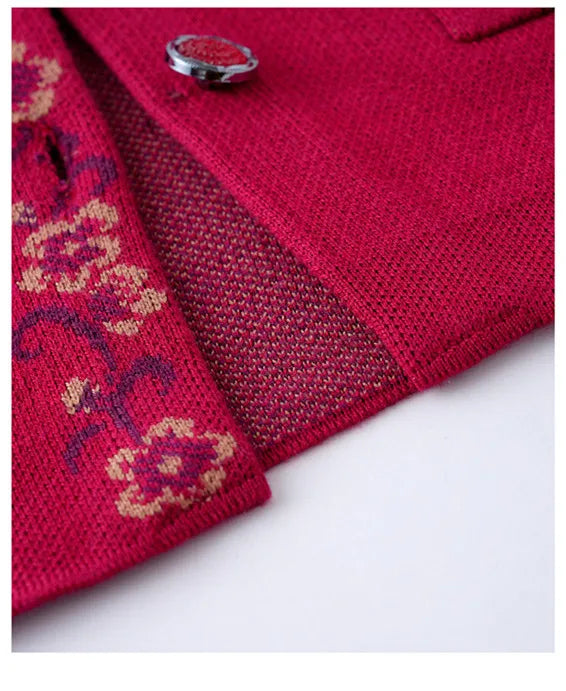 Knöpfe Langarm Mutter mittleren Alters verdicken Strickjacke Pullover Top Oma Wolle Strick mantel Herbst Winter Damen bekleidung
