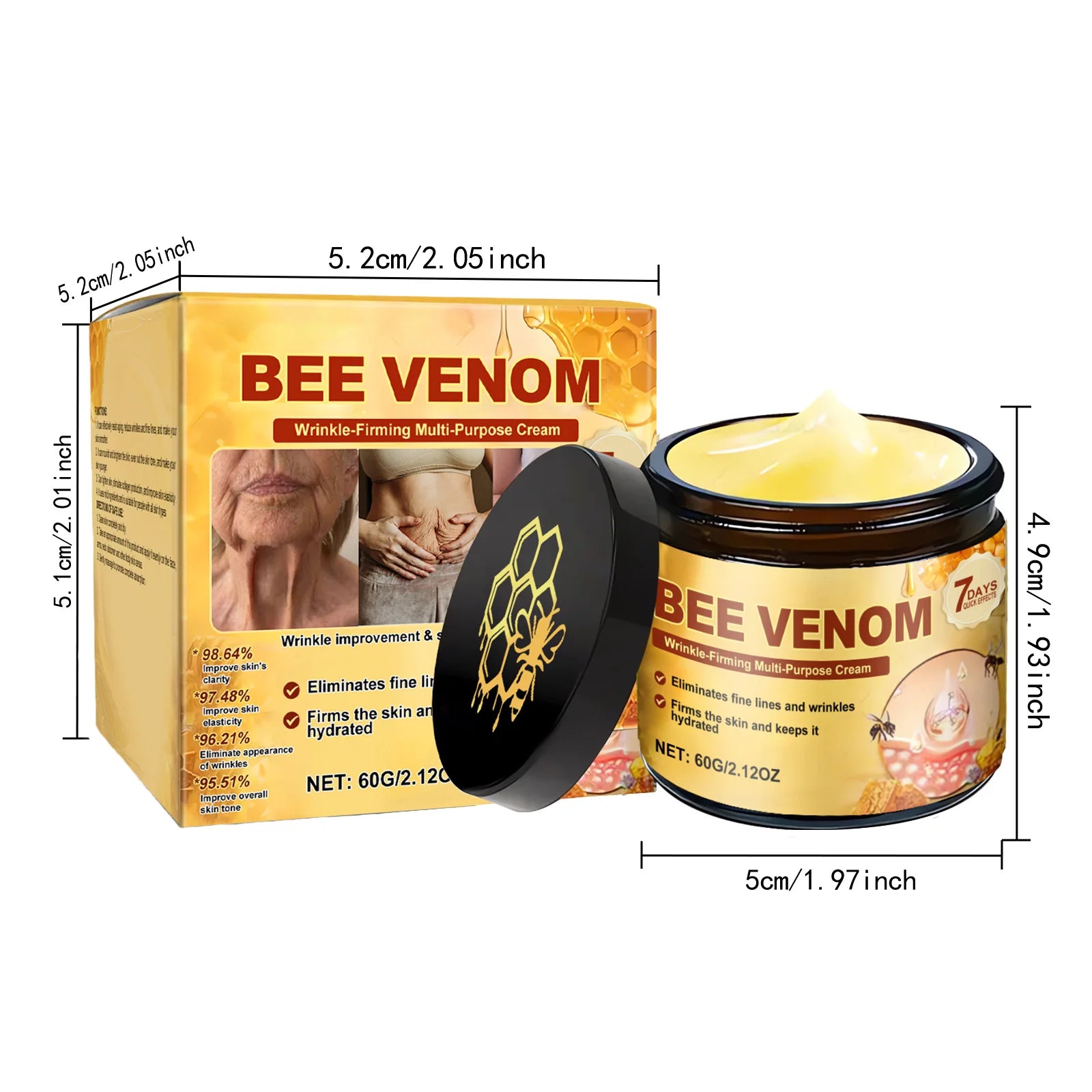 Bee Venom Straffende Creme für schlaffe Haut, Lifting, Straffung, Anti-Falten, Verblassen feiner Linien, feuchtigkeitsspendende Multi-Action-Körpercreme