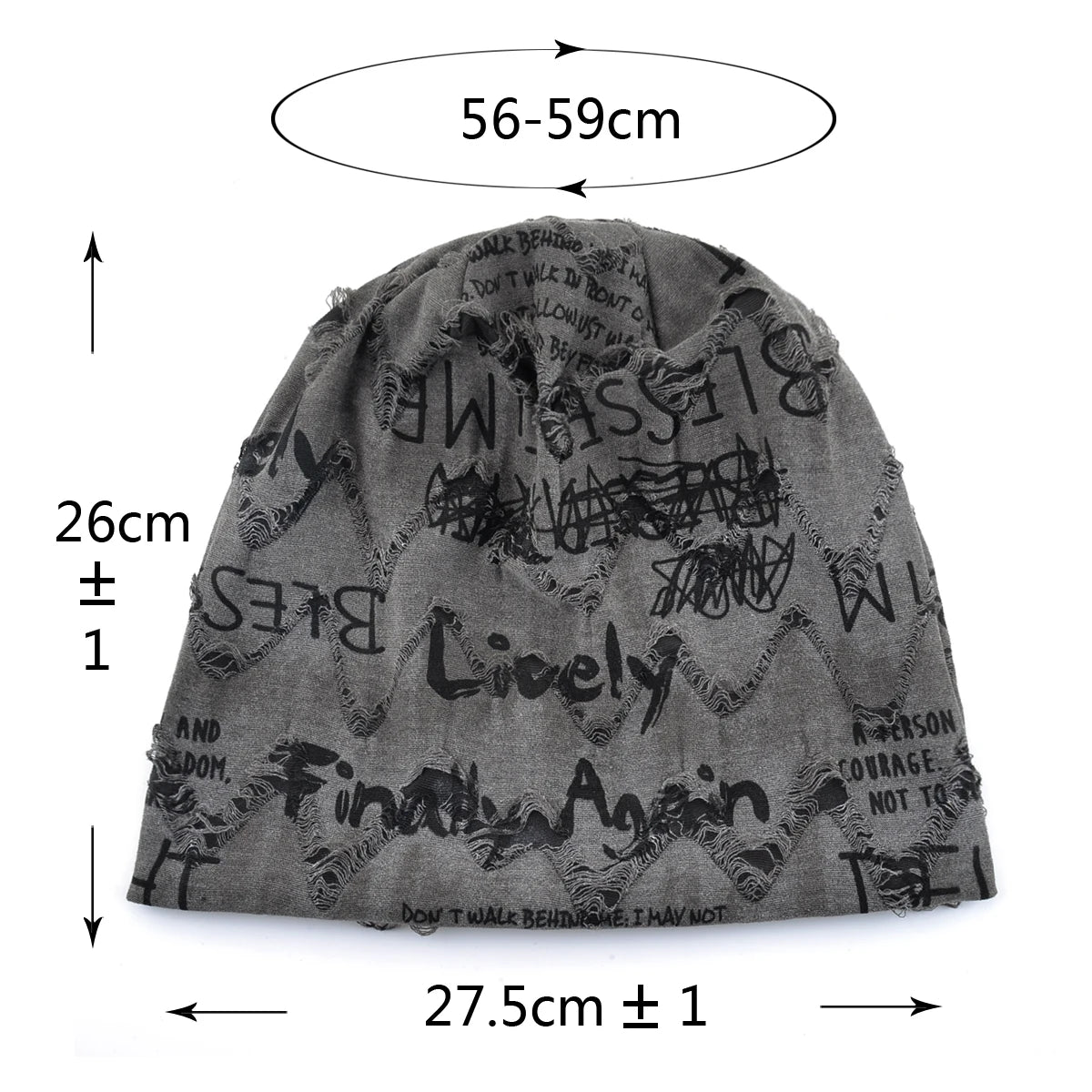 Beanie-Mütze mit Buchstaben-Aufdruck für Damen und Herren, Vintage-Design im Distressed-Look  Wasteland Style Frühling Sommer Warmer, mit Fleece gefütterter Winter