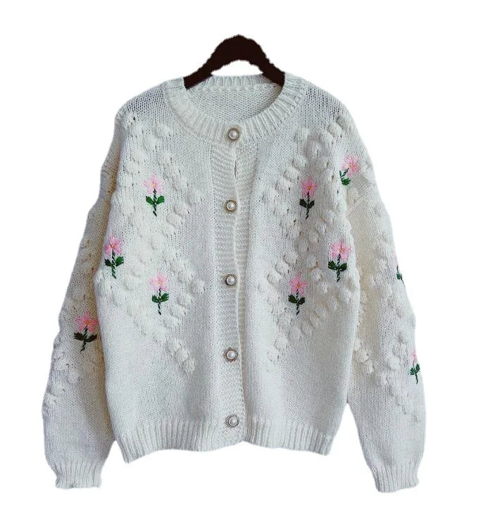 Frauen Herbst Damen Kleidung Oberbekleidung Lose einreiher Strickjacke Pullover Mit Stilvollen Verzierten Knöpfen Ropa Mujer