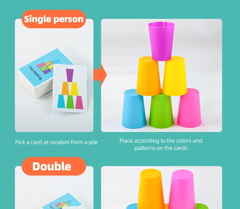 Montessori Spielzeug Mini Stapel Tasse Spiel Mit Karte Pädagogische Intellektuelle Aufklärung Farbe Erkenntnis Logik Training Kinder