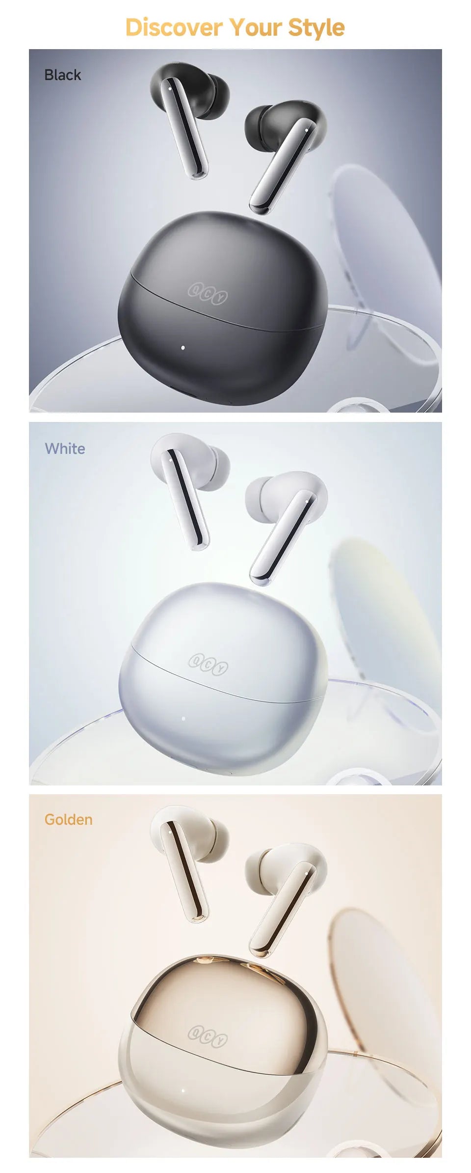 QCY MeloBuds Pro Adaptive Hybrid Active Noise Cancelling Kabellose Ohrhörer 46 dB Bluetooth 5.3 LDAC Hi-Res Audio 34H Ohrhörer Bequeme Passform