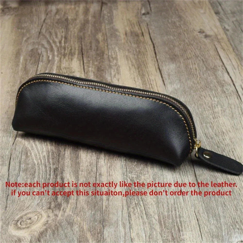 Vintage Leder Bleistift Tasche Einfache Schreibwaren Hoder Stift Fall Lagerung Tasche Zipper Bleistift Beutel Gläser Box Schule Liefert