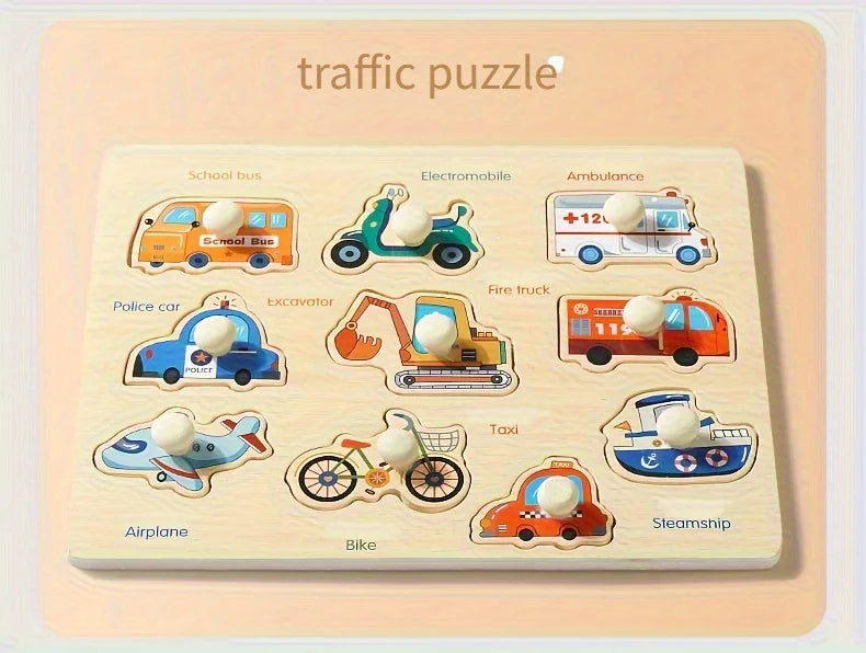 Montessori Früherziehung Geometrie Anfänger Puzzle Board, handgehaltene Puzzle Entwicklung mit festem Board, Puzzle Block Form passend