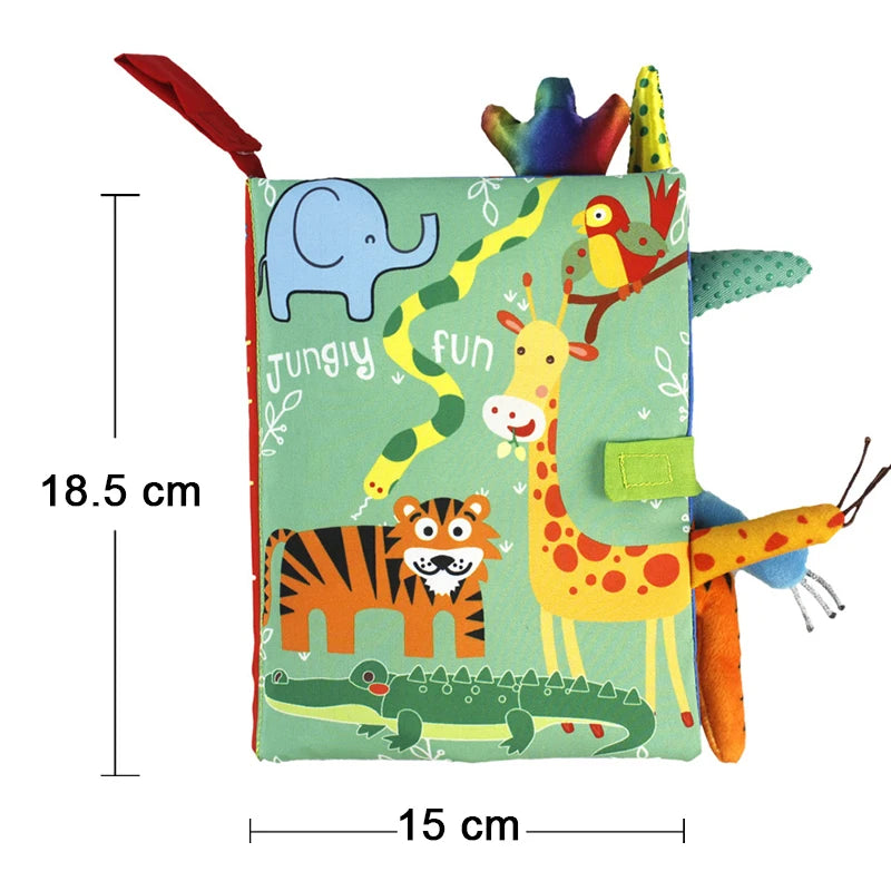Weiche Babybücher, 3D-Touch-Feeling, kontrastreiches Stoffbuch, sensorisches frühes Lernen, Kinderwagenspielzeug für Kleinkinder, Geschenke von 0–12 Monaten