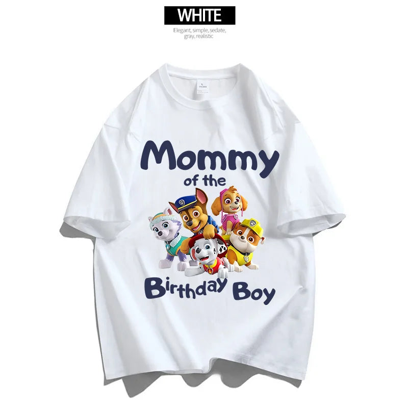 Paw Patrol Erwachsene Kinder Familie Geburtstag T-Shirts Cartoon Mama Papa Top T-Shirts Kurze Ärmel Sommerhemden Jungen Mädchen Frauen Männer Kleidung