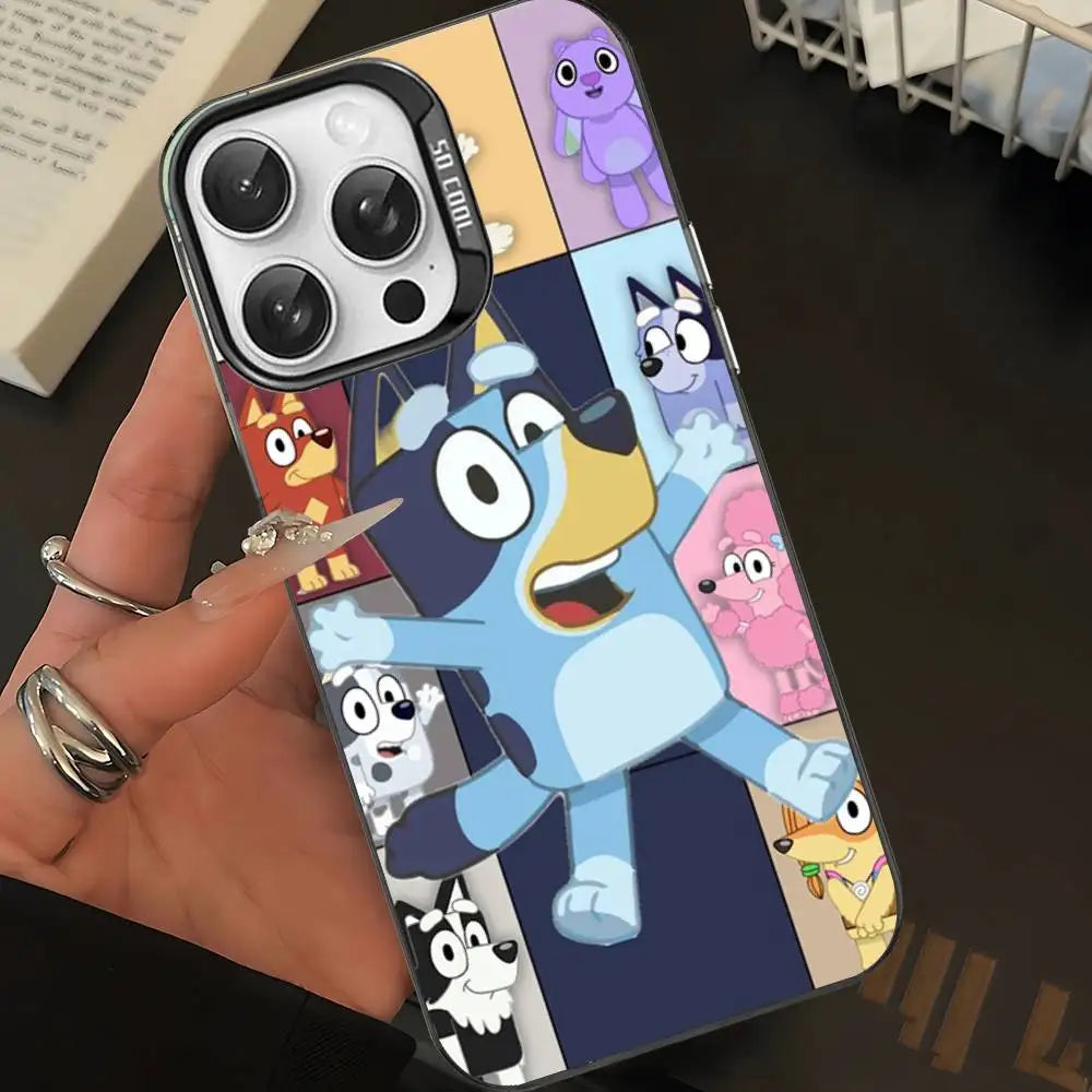 Cartoon-Hund B-Blueys Handyhülle für iPhone 16, 15, 14, 13, 12, 11, Pro Max, matt, stoßfest, Rückseite, Anti-Fall, matte Abdeckung