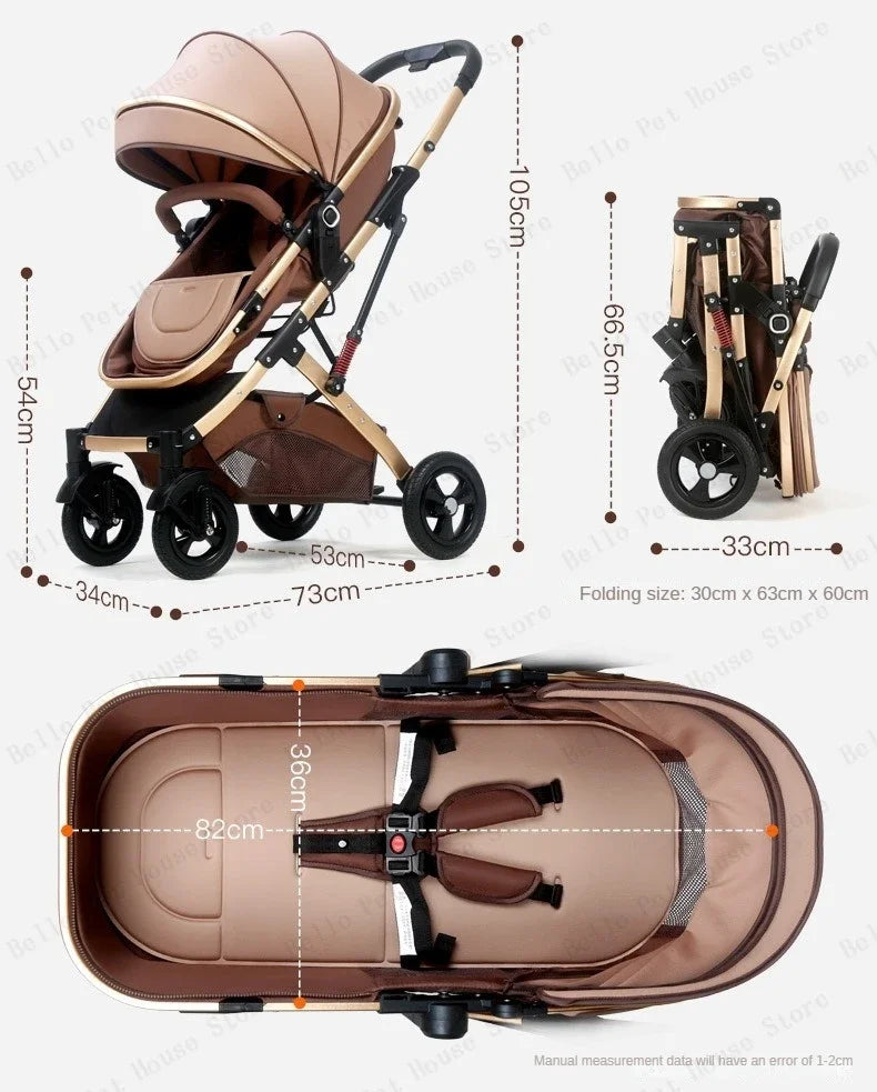3-in-1-Zwillings-Kinderwagen mit Autositz, tragbarer faltbarer Kinderwagen mit hoher Sicht, Kinderwagen für Neugeborene, kann sitzen und liegen