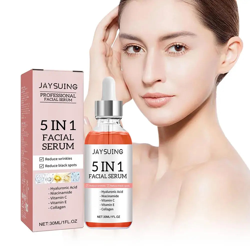 5-in-1 verblassende feine Linien Straffendes Gesichtsserum Feuchtigkeitsspendendes, aufhellendes Vitamin C Hyaluronsäure-Gesichtsserum Schrumpfporen Hautpflege