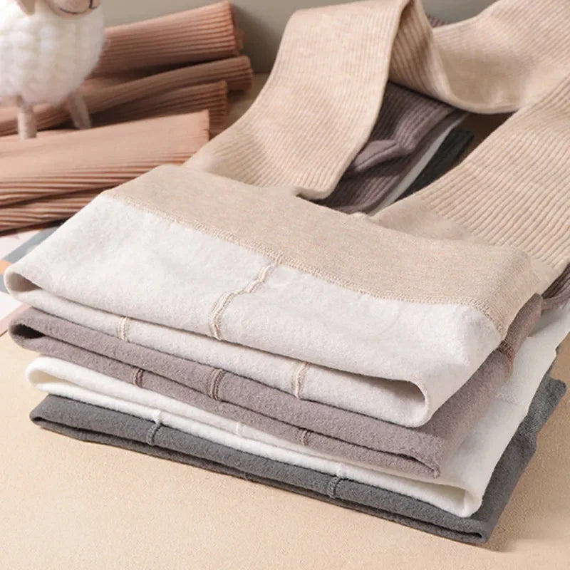 Herbst Winter Neue Dünne Plüsch Vertikale Streifen Einfarbig Mädchen Strumpfhosen Mit Plüsch Warme kinder Unten Socken und Höschen