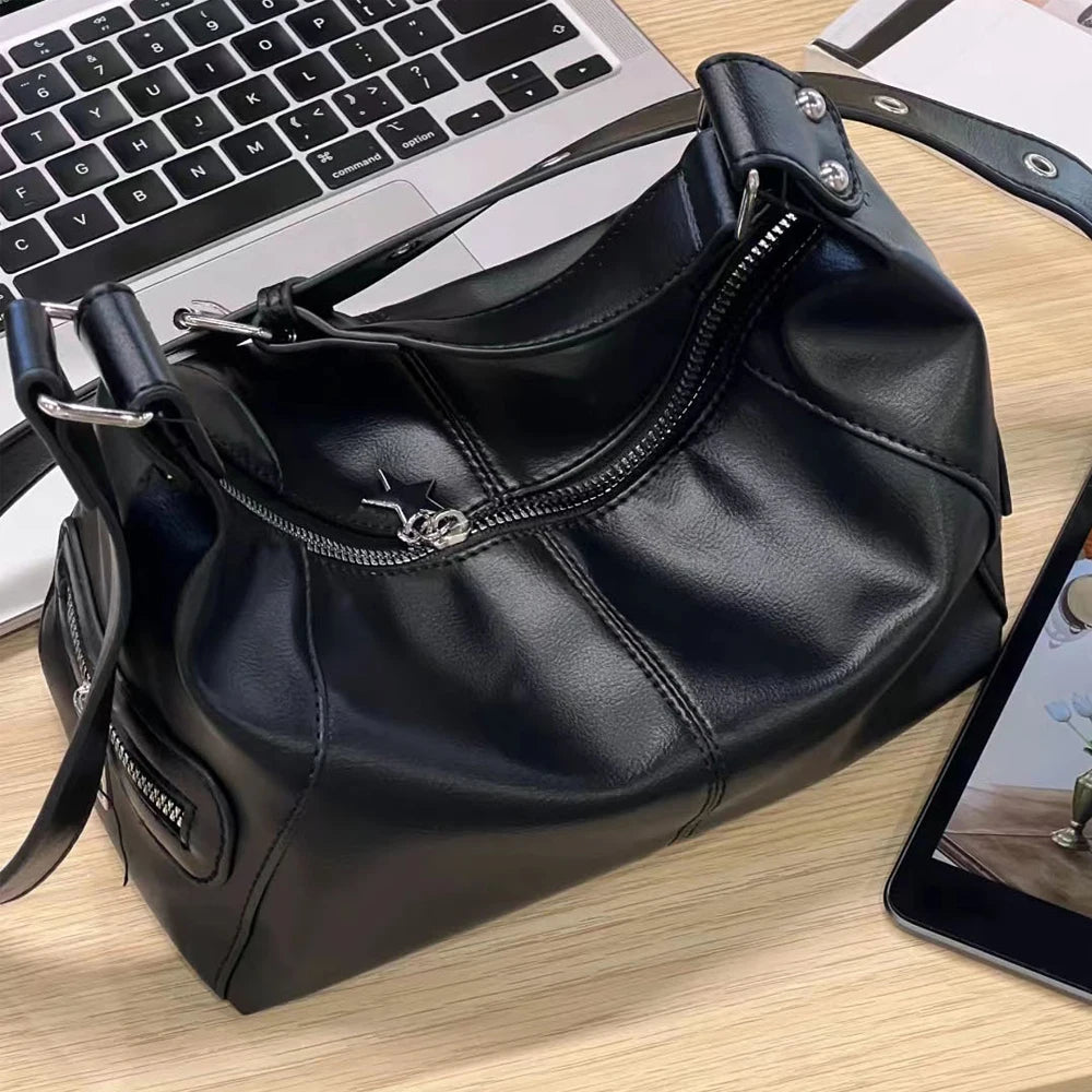 Y2k koreanische gotische Stern Mädchen schwarze Handtasche Harajuku ästhetische Vintage Schulter Umhängetasche trend ige Frauen Messenger Einkaufstaschen