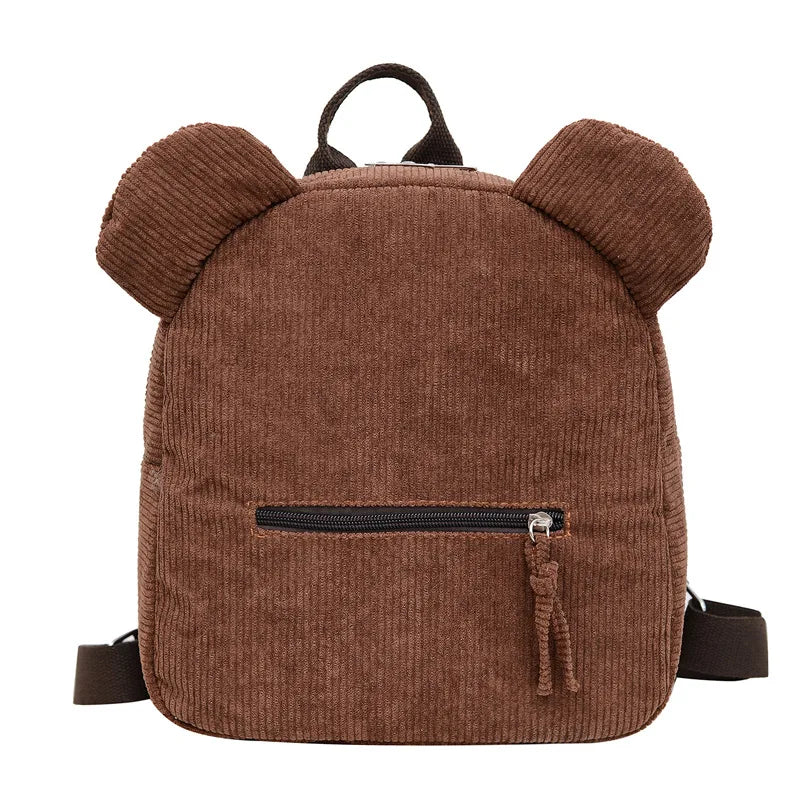 Niedlicher Fleece-Rucksack mit Bärenohren für Mädchen, 1 Stück warmer kleiner Tagesrucksack aus Lammwolle, lässiger Kinder-Schulranzen-Rucksack für Reisen, Einkaufen