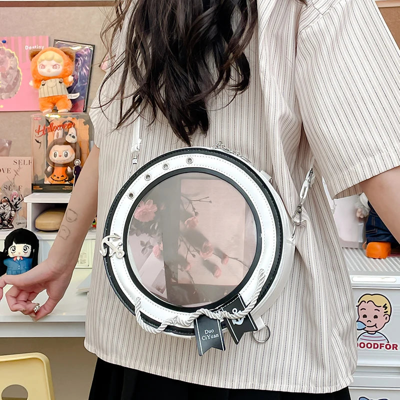 2025 neue süße Y2k ästhetische Umhängetaschen Frauen Kawaii Mode lässig Rucksäcke trendige transparente Reise Umhängetasche Ita Taschen