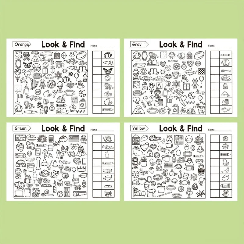 Malbuch für versteckte Gegenstände für Kinder, enthält mehr als Such- und Malaktivitäten – interaktives Such- und Malaktivitätsarbeitsbuch, geeignet für Schule, Zuhause, Reisen – pädagogisches Puzzlebuch, Malübun