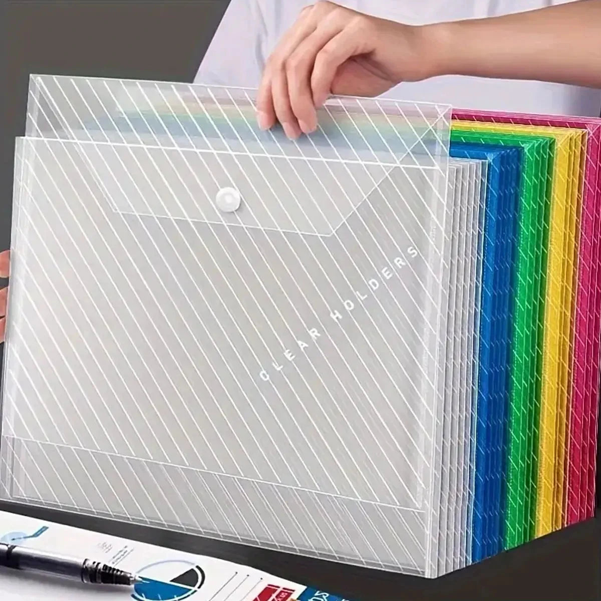 10Pcs A4 Transparente Datei Tasche Kunststoff Dokumente Einreichung Lagerung Tasche Student Organizer Informationen Tasche Ordner Schreibwaren Neue