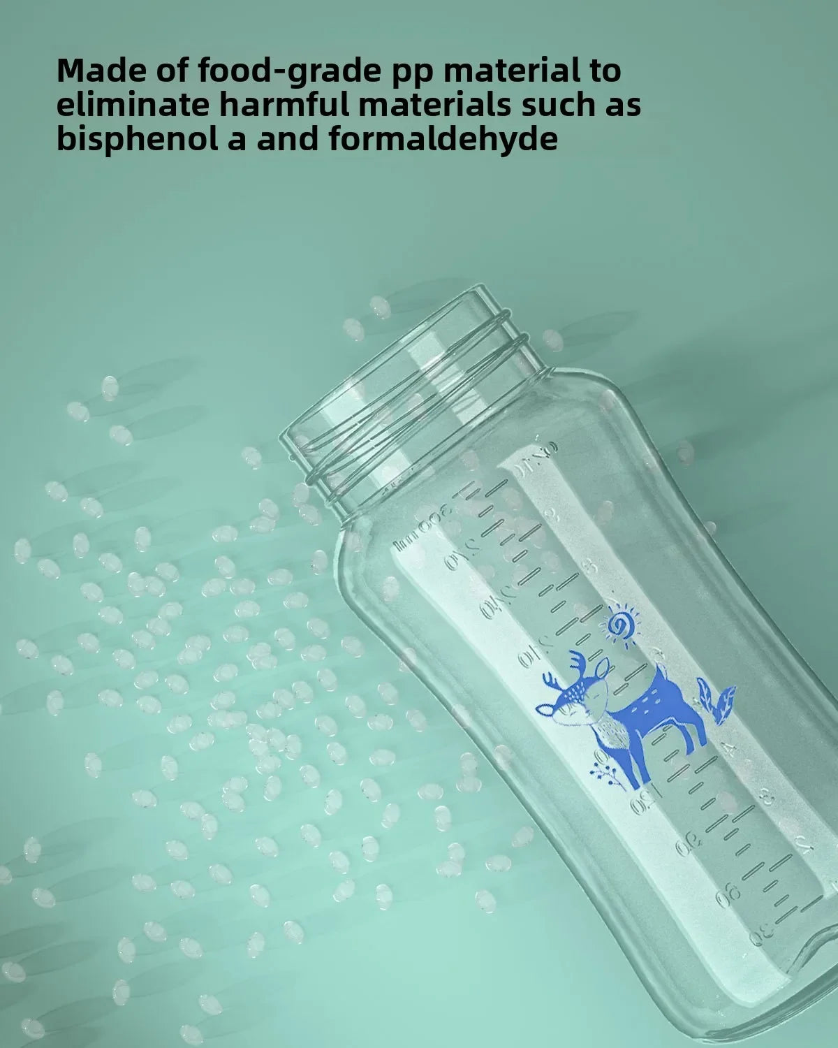 3-in-1 Freihändige Babyflasche 300ML mit Weitem Hals, Anti-Tropf-Schwerkraftstrohhalm und Milchaufbewahrungsflasche mit Sauger