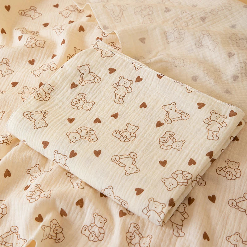 1 Stück doppellagige Wickeldecke für Babys, weich und atmungsaktiv, mit niedlichen Mustern, multifunktionale Wickeldecke für Neugeborene, Babydecke, Baby-Wickelunterlage, geeignet für alle Jahreszeiten