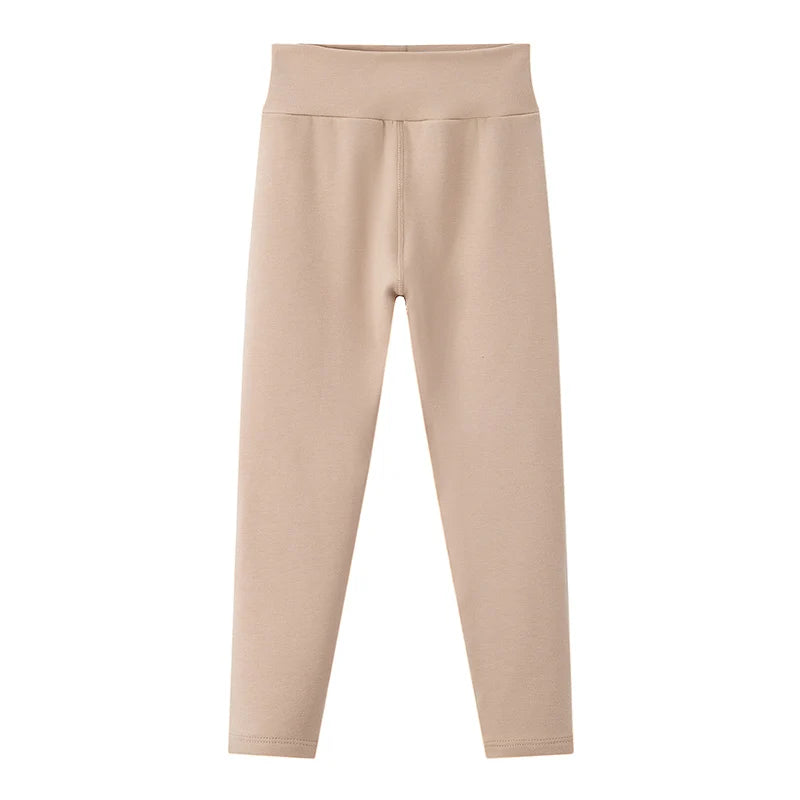 3/1-teiliges Set für Herbst und Winter, Kinder, einfarbig, mittelhohe Taille, dicke Leggings, Jungen und Mädchen, Fleece, warme Freizeithose