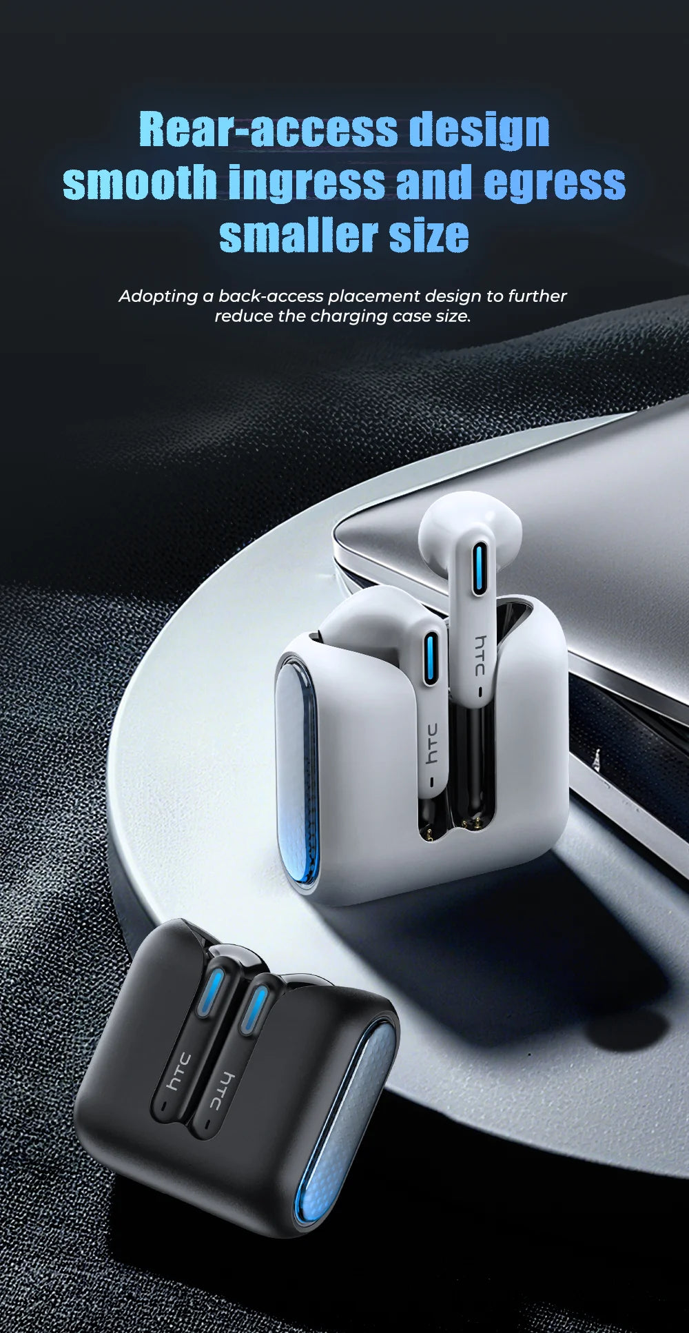 HTC NE49 Bluetooth-Kopfhörer V6.0 TWS Sport-Funkkopfhörer Ultra-geringe Latenz-Spiel-Headset-Ohrhörer Lange Lebensdauer
