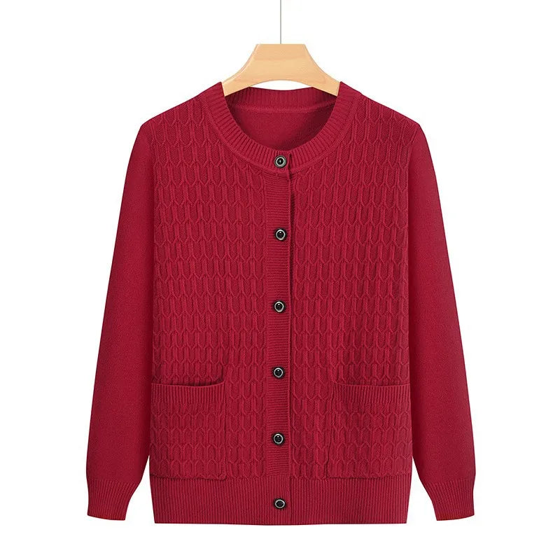 Mode Oma Gestrickte Strickjacke Herbst Winter Neue frauen Pullover Top Mittleren Alters Mutter Strickwaren Mantelatorioди Ljamentos자