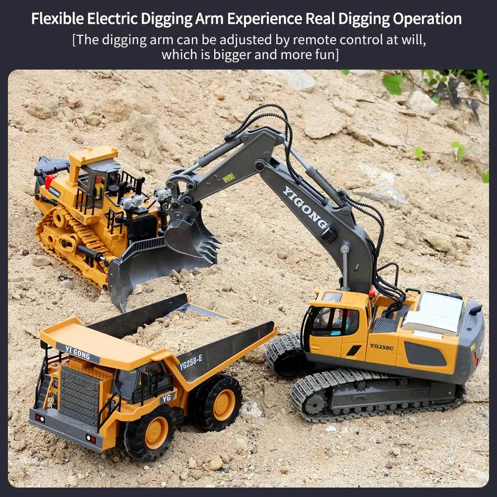 Teeggi 1:20 RC Bagger Auto Kinder Spielzeug 2,4G Fernbedienung Muldenkipper Auto Bulldozer Spielzeug Radio Elektroauto für Kinder Geschenk